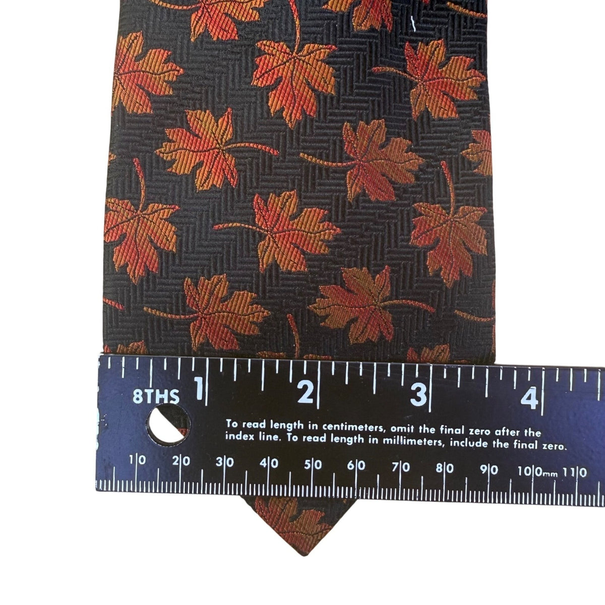 Ben Silver Mens Navy & Red 100% Silk Floral Handmade Tie Autumn Leaf Pattern