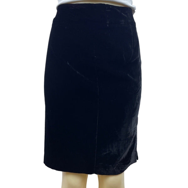 Collezioni Womens Black Velvet Pencil Skirt Size 8 Italian Design