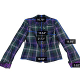 Escada Womens Green & Purple Plaid Wool Blazer Jacket With Buckle Closures Size