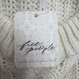 Free People Womens Ivory & Navy Cable Knit Crew Neck Sweater Striped Size S