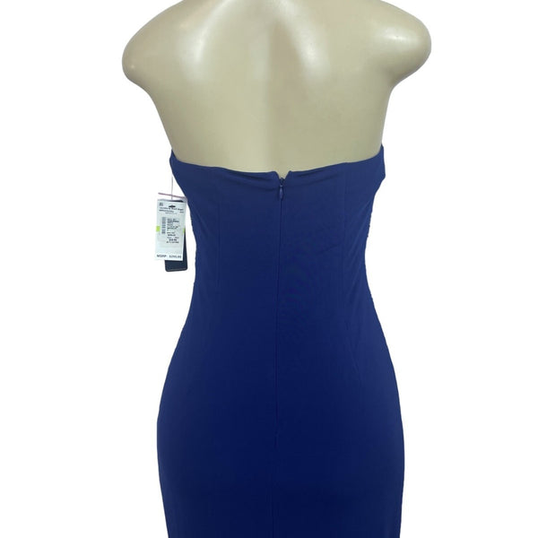 Laundry By Shelli Segal Womens Blue Polyester Spandex Halter Maxi Dress Size 4