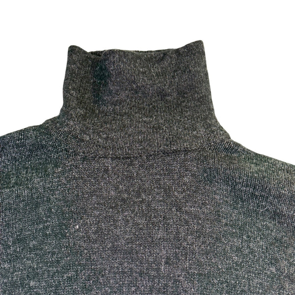 Zara Womens Dark Gray Knit Turtleneck Sweater Dress 3/4 Sleeve Wool Blend Size S