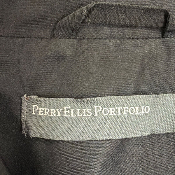 Perry Ellis Mens Black Polyester Zip-Up Jacket Lightweight Casual Fit Size L