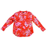 Talbots Women’s Red Floral Polyester Blend Long Sleeve V-Neck Blouse Sz M