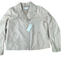 Uniqlo Faux Leather Women's Biker Jacket Beige Silver Hardware Sz XL