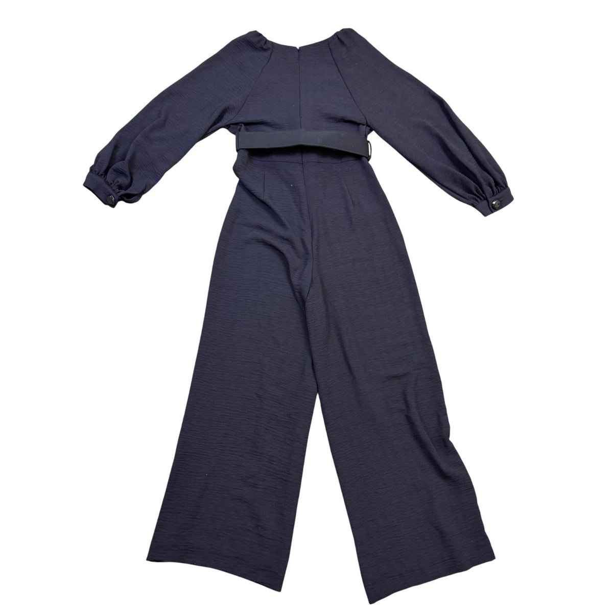 Zara Womens Navy Jumpsuit With Long Sleeves Belted Waist Size M