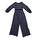 Zara Womens Navy Jumpsuit With Long Sleeves Belted Waist Size M