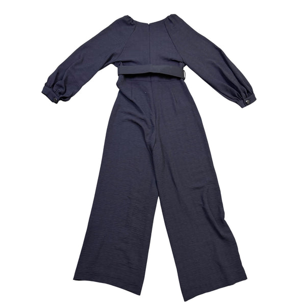 Zara Womens Navy Jumpsuit With Long Sleeves Belted Waist Size M