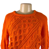 J. Crew Womens Bright Orange Cable Knit Sweater Cozy Lightweight Sz M