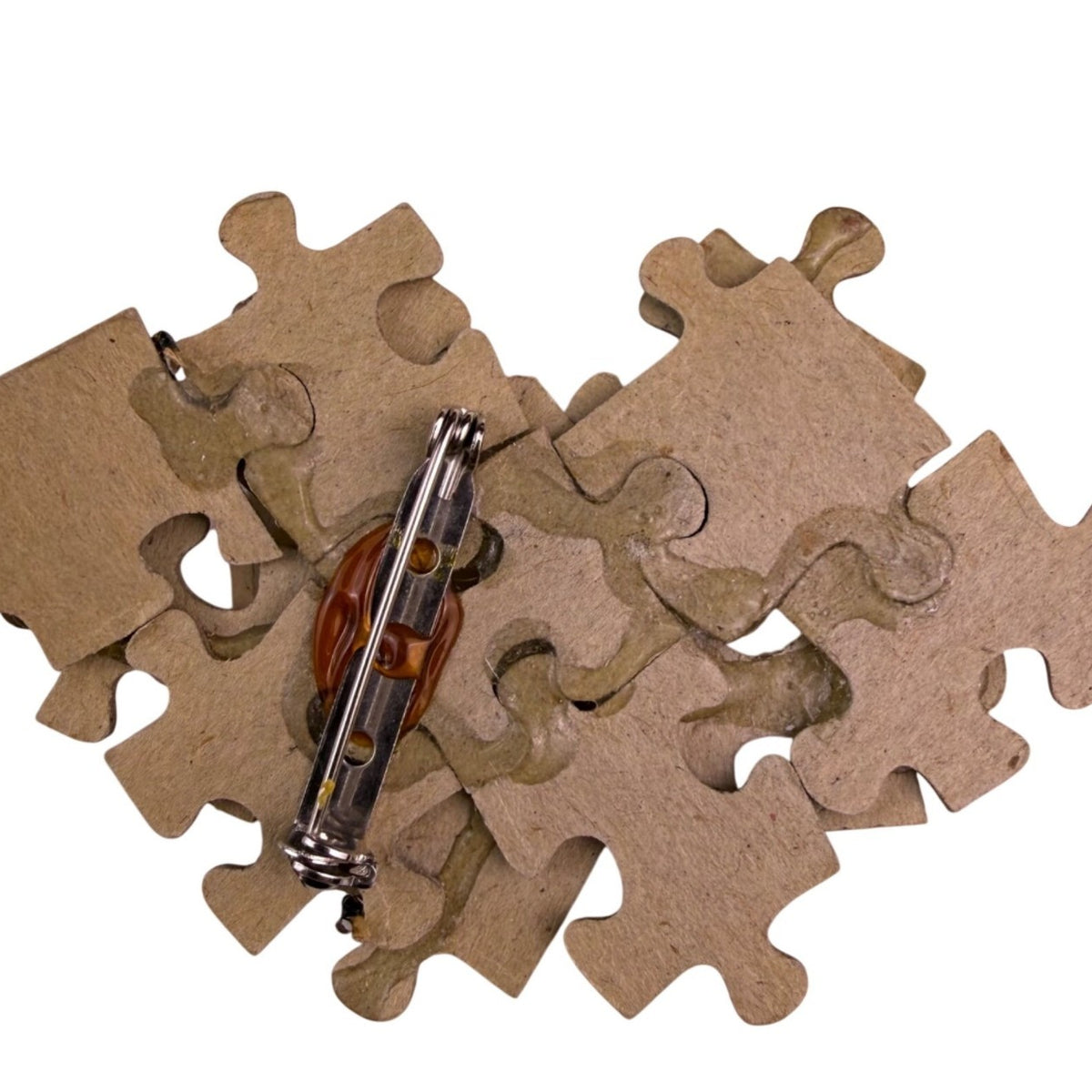 Handmade Unbranded Multicolor Ceramic & Puzzle Piece Art Brooch Unique