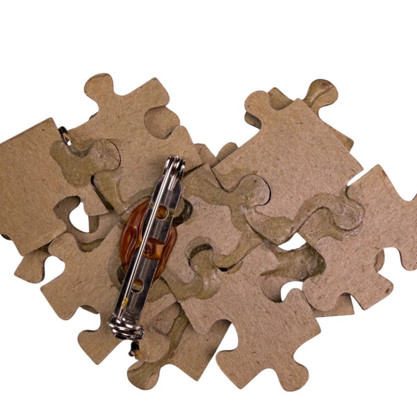 Handmade Unbranded Multicolor Ceramic & Puzzle Piece Art Brooch Unique