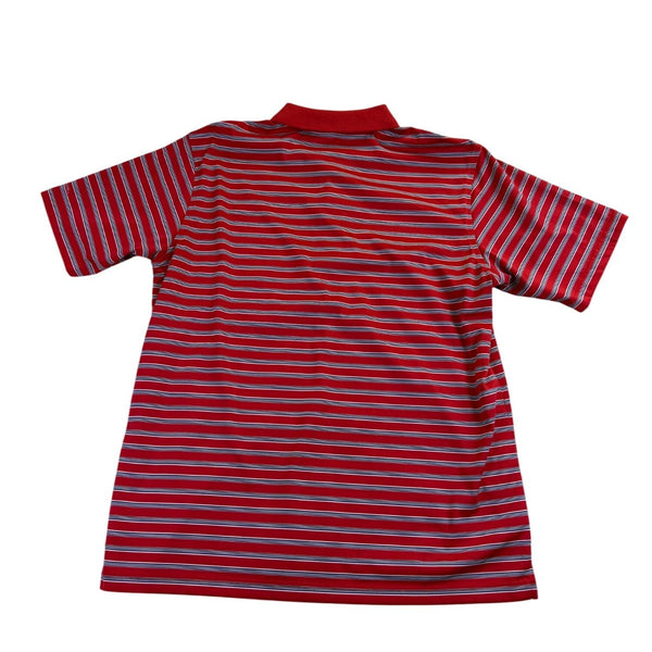 Walter Hagen Mens Red Striped Polo Shirt Lightweight Golf Performance Size L