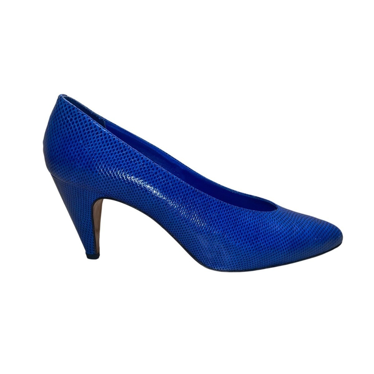 Vida Made In Italy Women’s Navy Leather Snake Print Pointed-Toe Pumps Size 9M