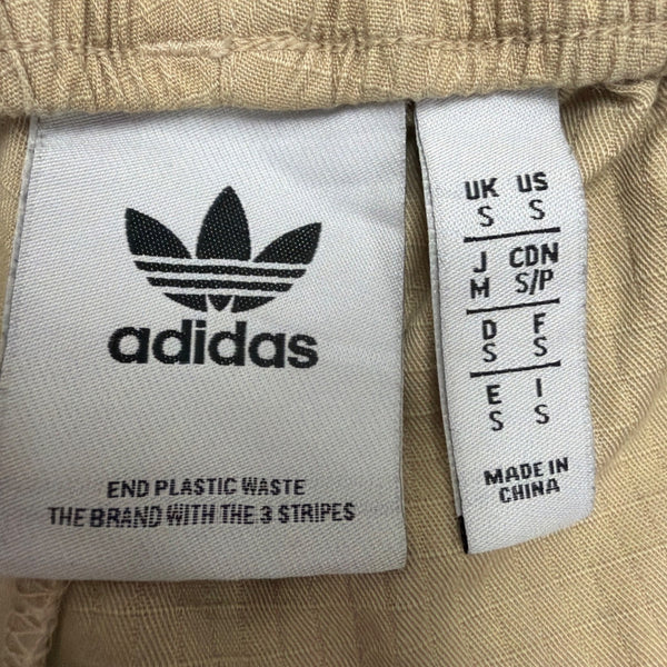 Adidas Mens Beige Cargo Pants Elastic Waist Logo Detail Stylish Design Sz S