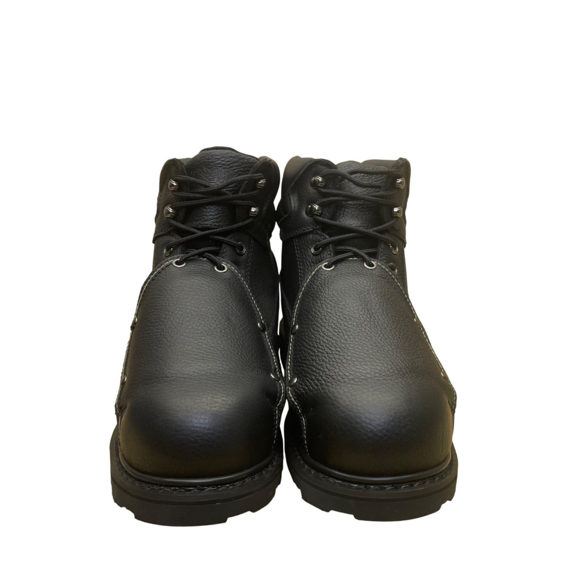 Iron Age Mens Black Leather Work Boots ASTM Steel Toe Slip-Resistant Size 10M