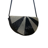 Impo Women’s Black & Silver Beaded Striped Half-Moon Crossbody Bag