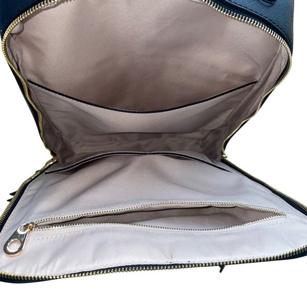 Calpak Unisex Black Leather With Gold Zipper Accents Whipstitch Laptop Backpack