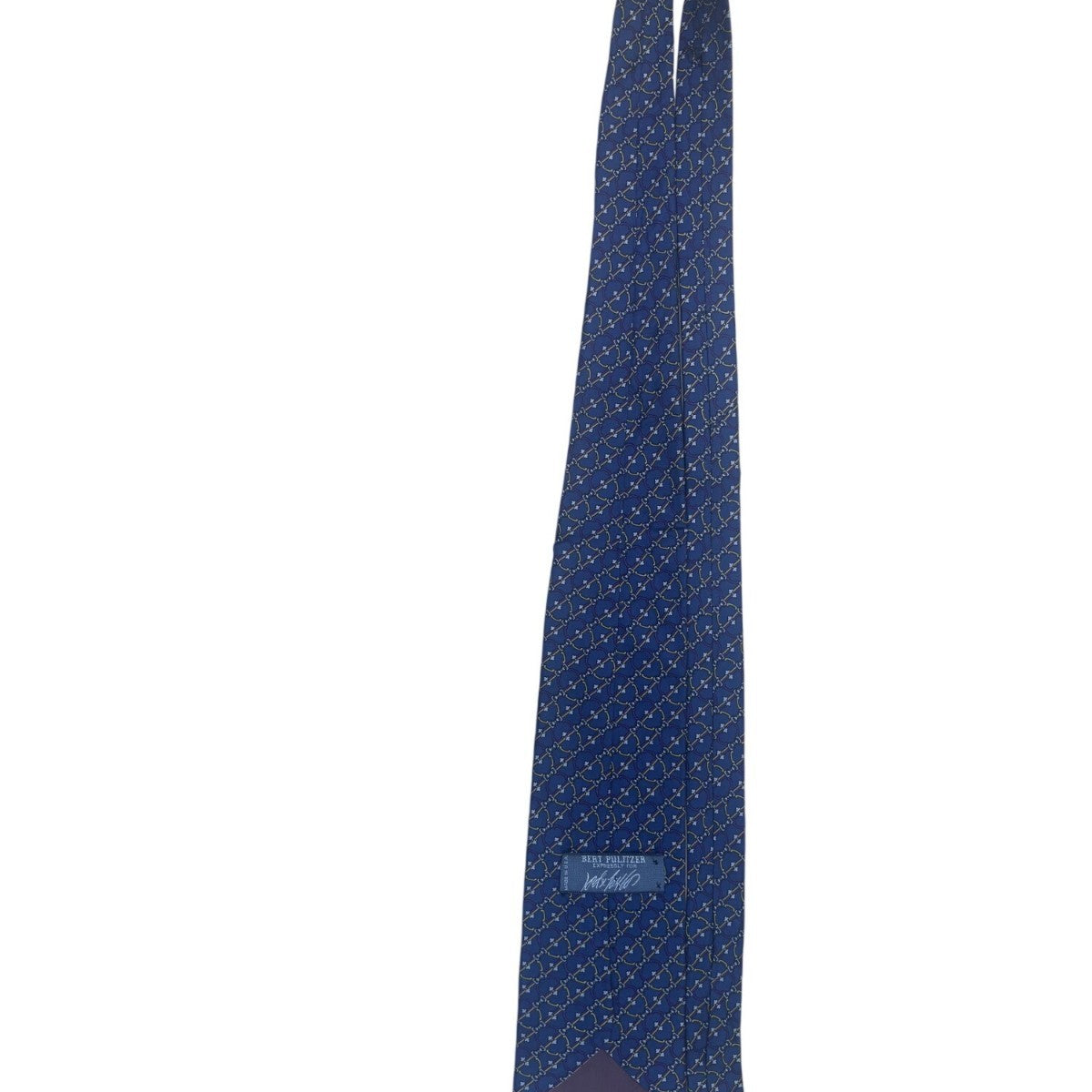 Bert Pulitzer Mens Blue Yellow Purple Silk Tie Bit Print