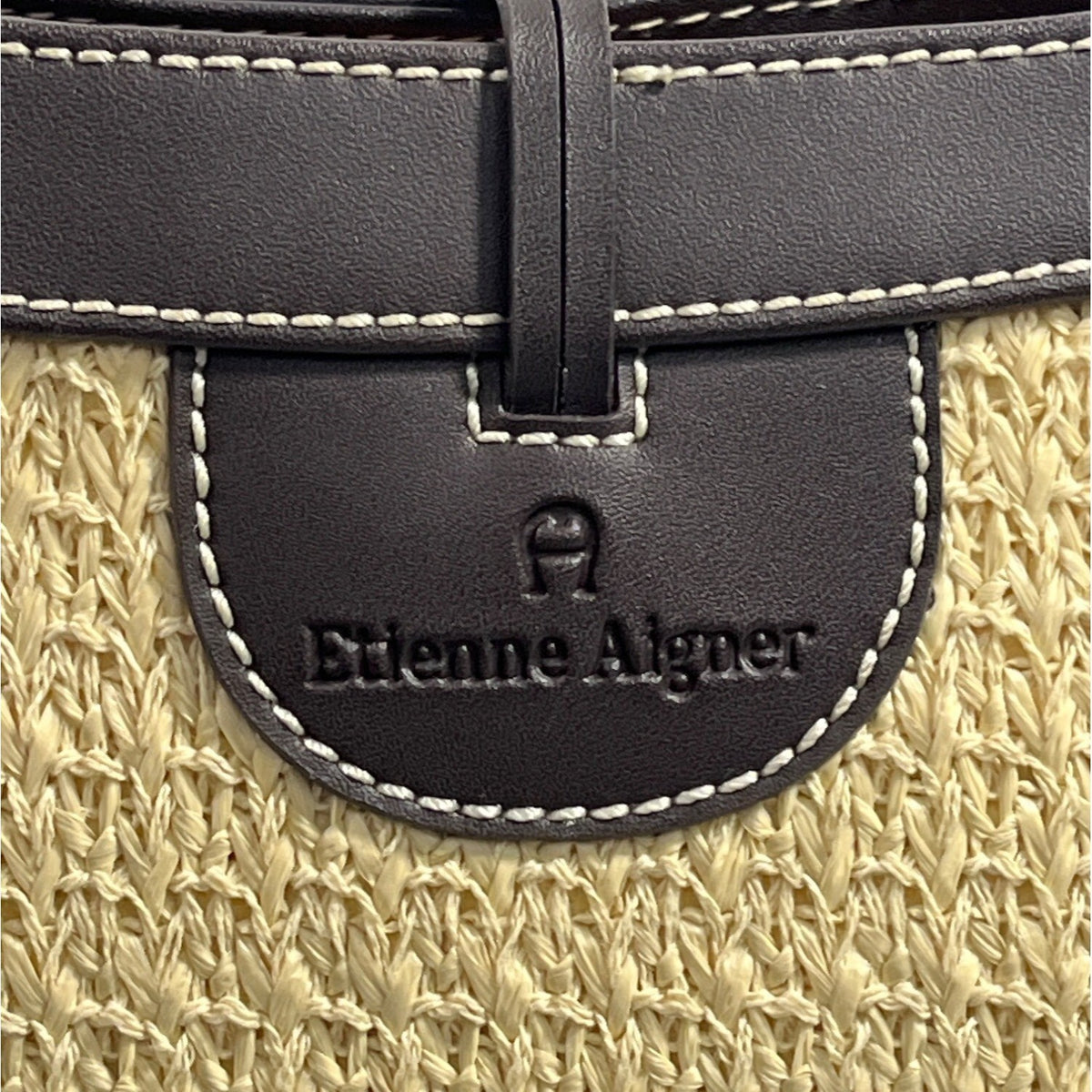 Etienne Aigner Women's Brown And Beige Woven Shoulder Bag and Wallet 2 Piece Set