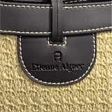 Etienne Aigner Women's Brown And Beige Woven Shoulder Bag and Wallet 2 Piece Set