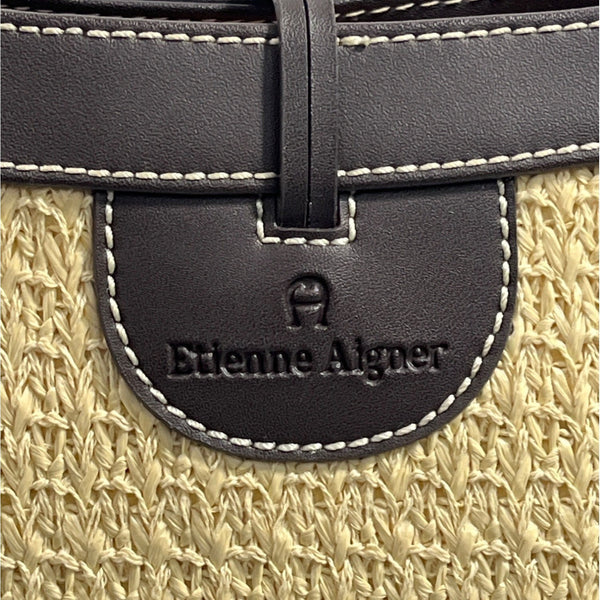 Etienne Aigner Women's Brown And Beige Woven Shoulder Bag and Wallet 2 Piece Set