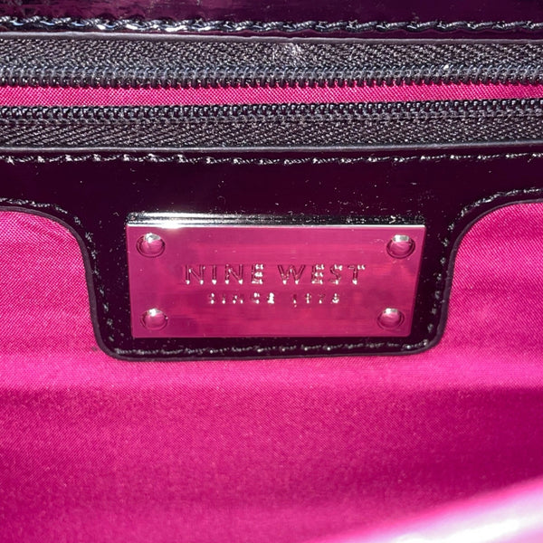 Nine West Women’s Black Patent Leather With Shoulder Chain Strap Clutch