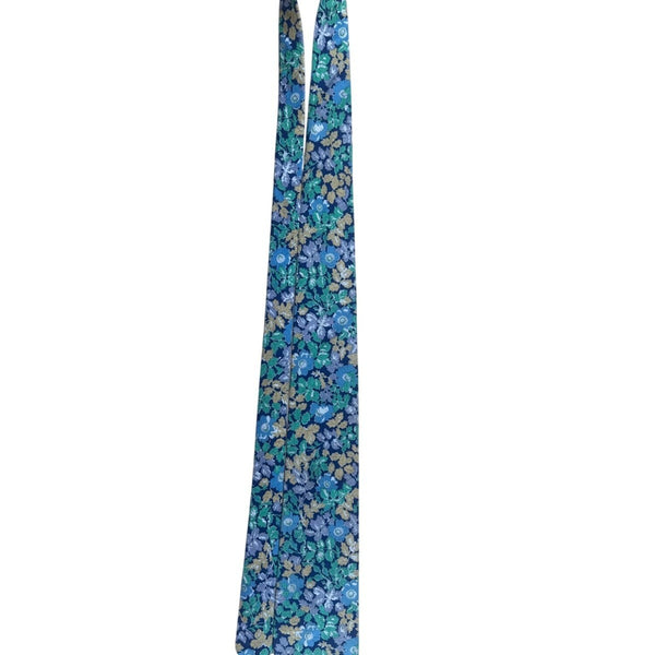 Liberty Mens Blue Floral 100% Cotton Neck Tie Adjustable Made In USA