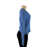 Izod Ladies Blue Cable Knit V-Neck Sweater Lightweight Casual Fit Sz S - New