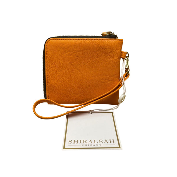 Shiraleah CA Women’s Orange Faux Leather Zip Closure Wristlet Wallet - New
