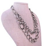 Chicos Womens Silver Tone Chain Necklace Adjustable Double Strand Jewelry