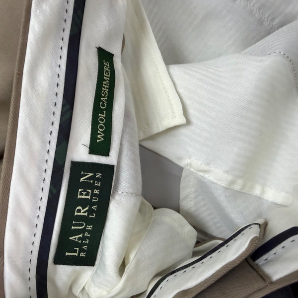 Lauren Ralph Lauren Mens Camel Wool Cashmere Flat-Front Dress Pants Sz 33W / 30L