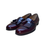 Salvatore Ferragamo Men’s Burgundy Leather Tassel Brogue Accent Loafers Size 13