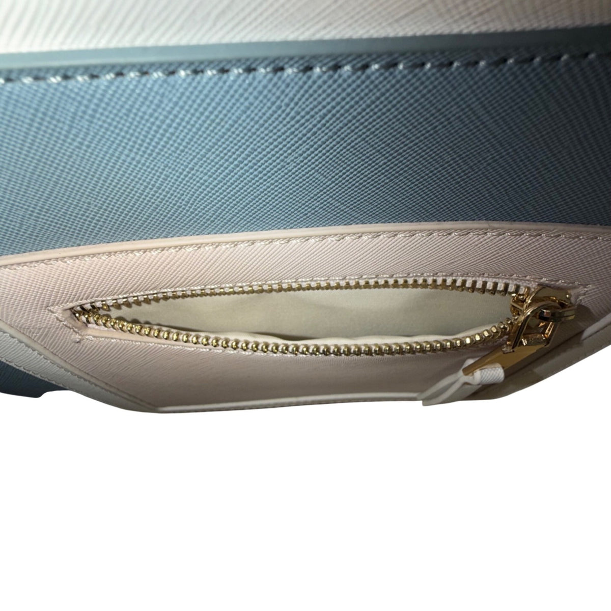 Madison West Women’s White & Blue Faux Leather Dual Handles Crossbody Satchel