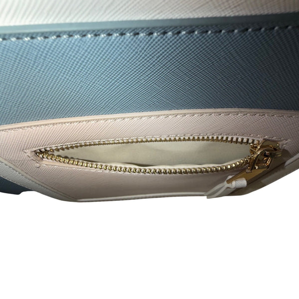 Madison West Women’s White & Blue Faux Leather Dual Handles Crossbody Satchel