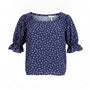 Ann Taylor Womens Navy Floral Print Blouse Ruffled Sleeves Pattern Size XS
