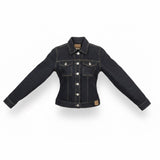Guess Womens Black Denim Jacket Fitted Button-Up Casual Cotton Outerwear Size S