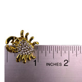 Joes Gold-Tone Rhinestone Crab Pin Brooch Lapel Pin Small Size Unique Accessory