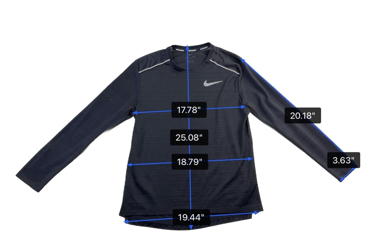 Nike Mens Black Dri-Fit Running Long Sleeve Shirt Lightweight Casual Sz M