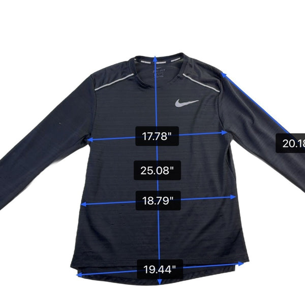 Nike Mens Black Dri-Fit Running Long Sleeve Shirt Lightweight Casual Sz M
