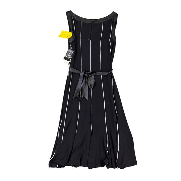 Sandra Darren Womens Black Polyester Belted A-Line Dress Size 8