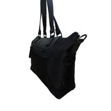 Roots 73 Women’s Black Nylon & Faux Leather With Front Zipper Pocket Tote Bag