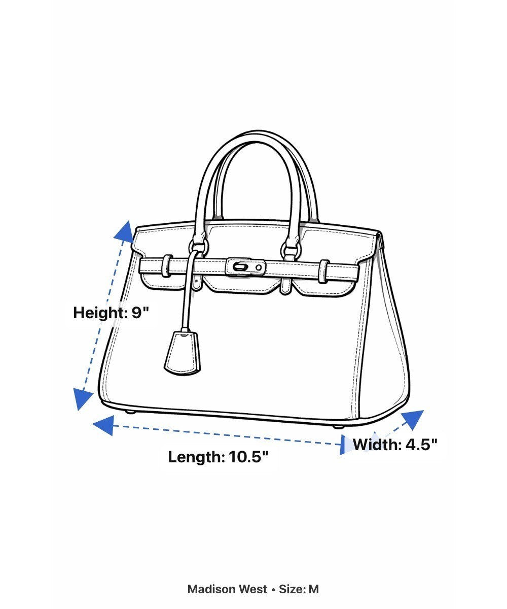 Madison West Women’s White & Blue Faux Leather Dual Handles Crossbody Satchel
