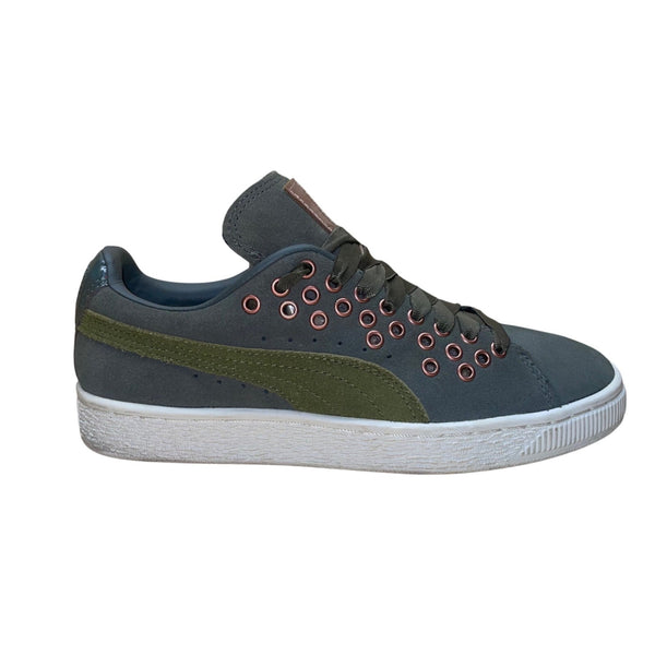 Puma Women’s Green Suede With Rose Gold Eyelets Lace-Up XL Lace VR Sneakers Sz 6