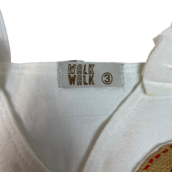Walk Walk White Sleeveless Dress With Elephant Appliqué & Button Details Sz 3
