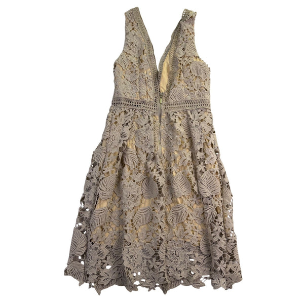 Romeo & Juliet Couture Womens Beige Crochet Lace Sleeveless Dress Size M