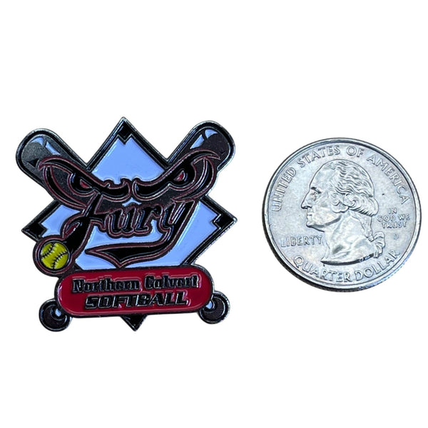 Northern Calvert Fury Softball Team Lapel Pin With Dual Clutch Backing By Metro