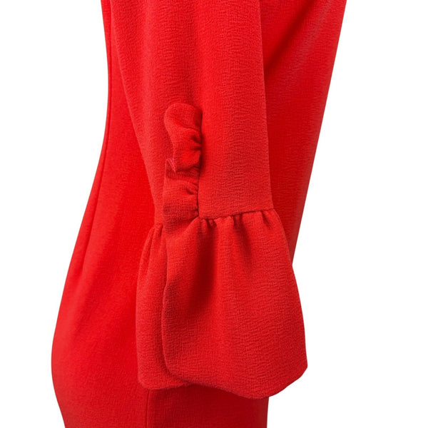 Sara Campbell Womens Red Polyester 3/4 Bell Sleeve Shift Dress Size 2