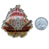 Baseball-Themed Cooperstown 2012 Union American Enamel Pin With Flame Design