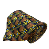 Ermenegildo Zegna Mens Multicolor Silk Tie Yellow/Blue/Black Floral Pattern
