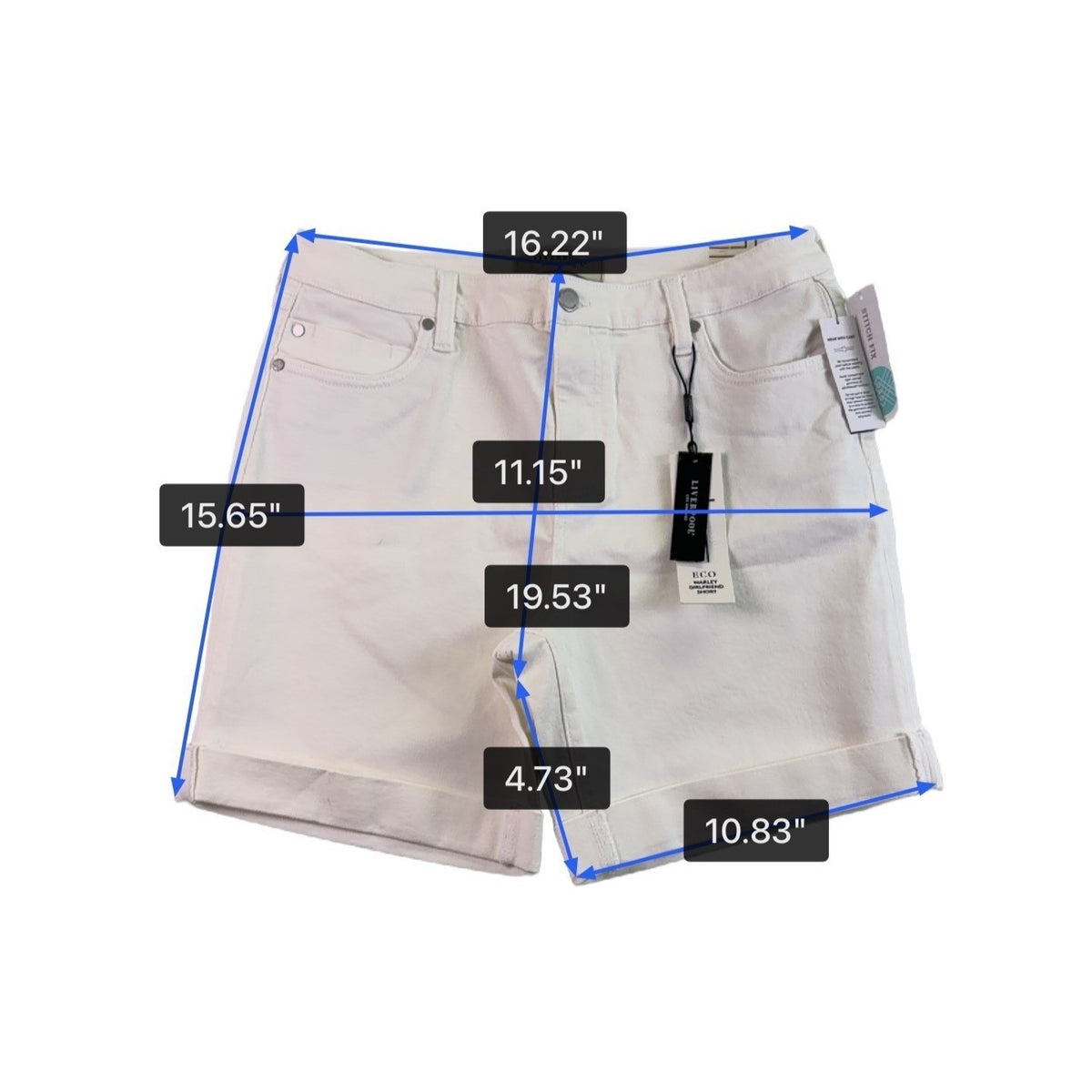 Liverpool Womens White Denim Shorts Casual Stylish Folded Hem Size 12/31